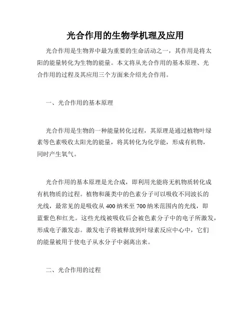 光合作用的生物学机理及应用