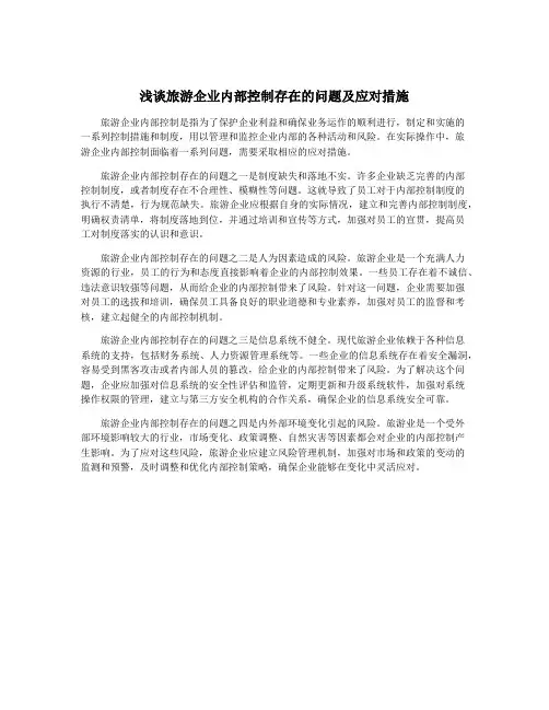 浅谈旅游企业内部控制存在的问题及应对措施