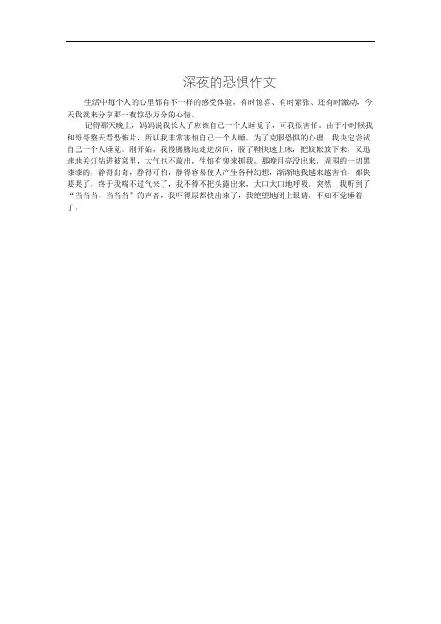 深夜的恐惧作文