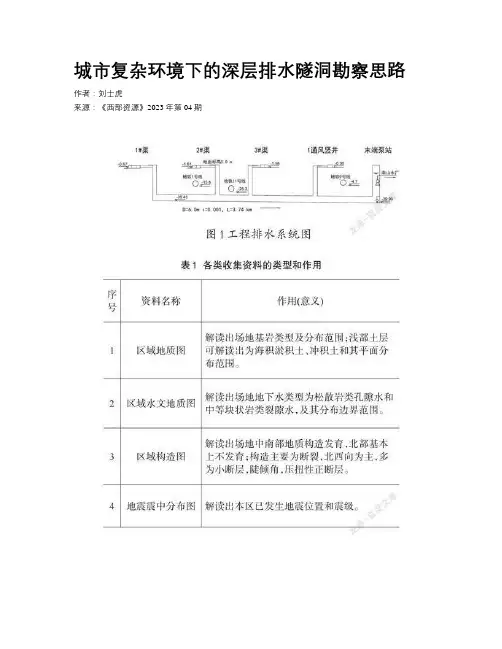 城市复杂环境下的深层排水隧洞勘察思路