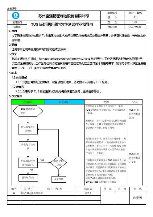 WI-HT-1100 TUS热处理炉温均匀性测试作业指导书