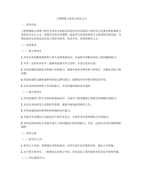 工程硕博士培养方案怎么写