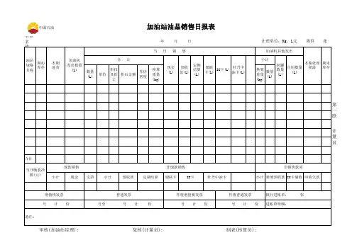 加油站油品销售日报表