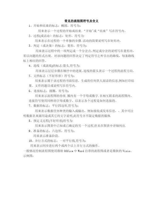 常见的流程图符号及含义