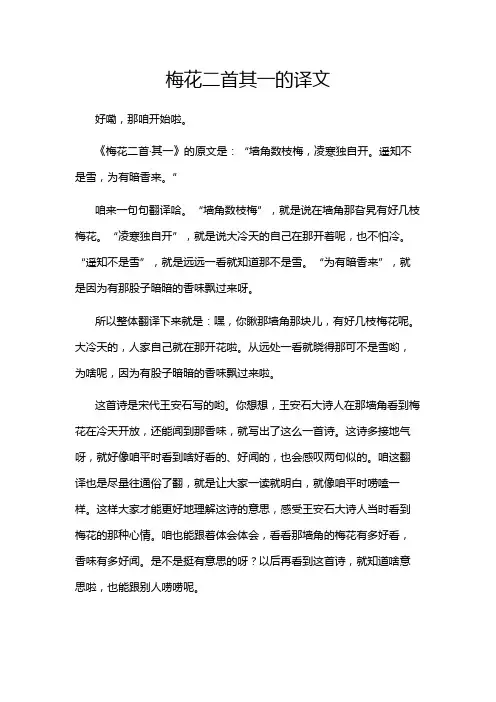 梅花二首其一的译文