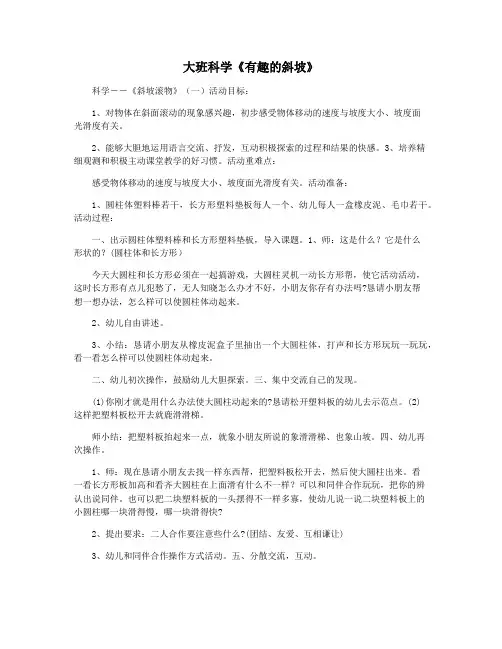 大班科学《有趣的斜坡》