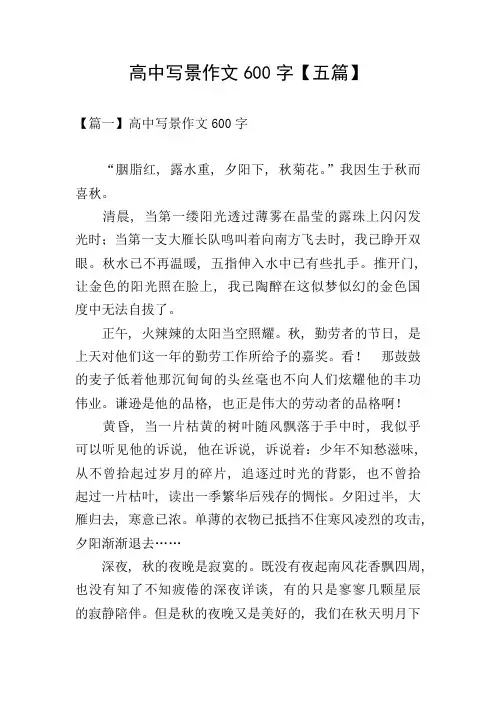 高中写景作文600字【五篇】