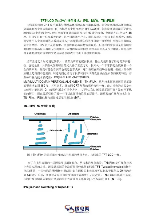 TFT-LCD的三种广视角技术：IPS、MVA、TN+FILM