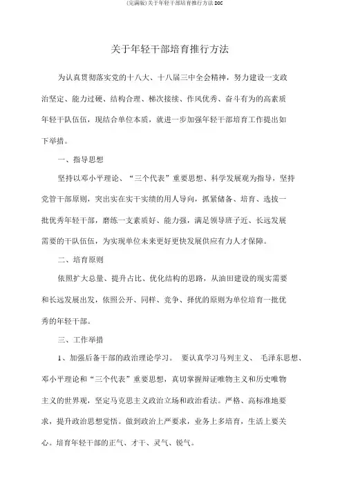 (完整版)关于年轻干部培养实施办法DOC