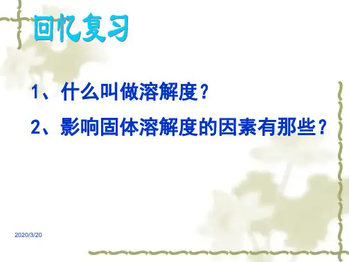 湘教版初三上册化学6单元2物质的溶解性PPT课件(2)