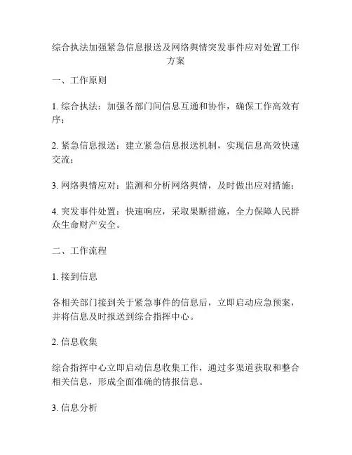综合执法加强紧急信息报送及网络舆情突发事件应对处置工作方案