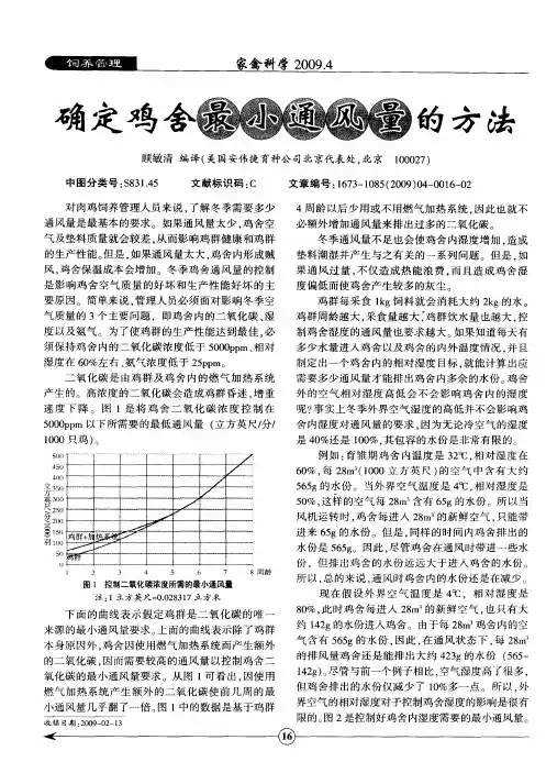 确定鸡舍最小通风量的方法