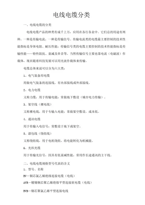 电线电缆分类
