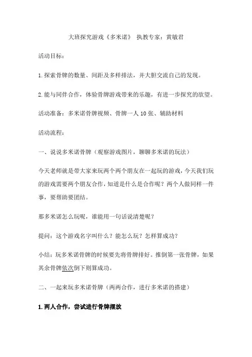 幼儿园大班探究游戏《多米诺》教案