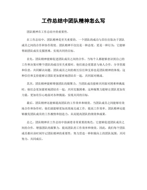 工作总结中团队精神怎么写