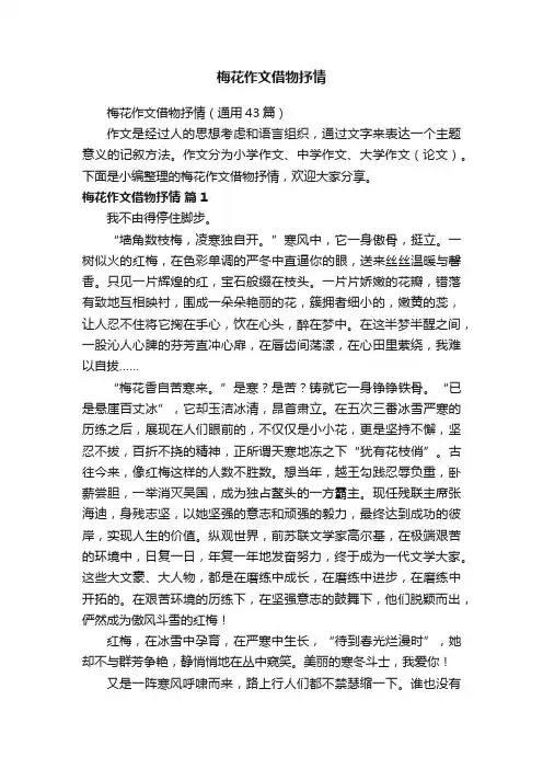 梅花作文借物抒情（通用43篇）