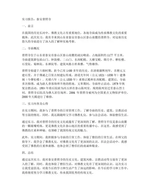 实习报告泰安普照寺