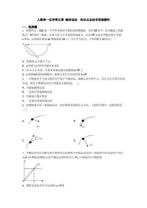 人教高一化学第五章 抛体运动  知识点总结含答案解析