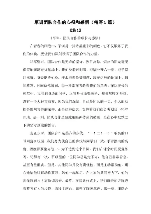 军训团队合作的心得和感悟(精写5篇)