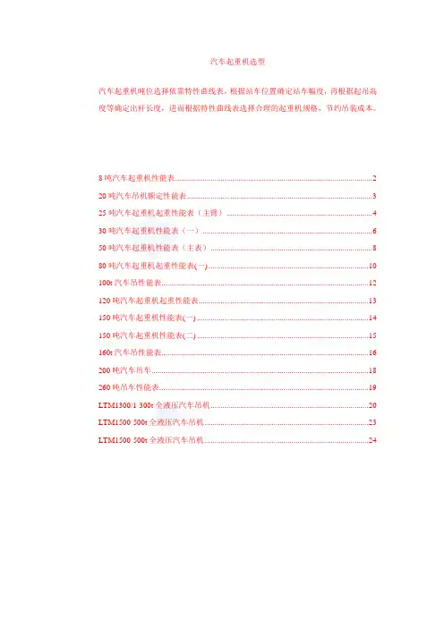 8-500吨汽车吊性能参数表讲解