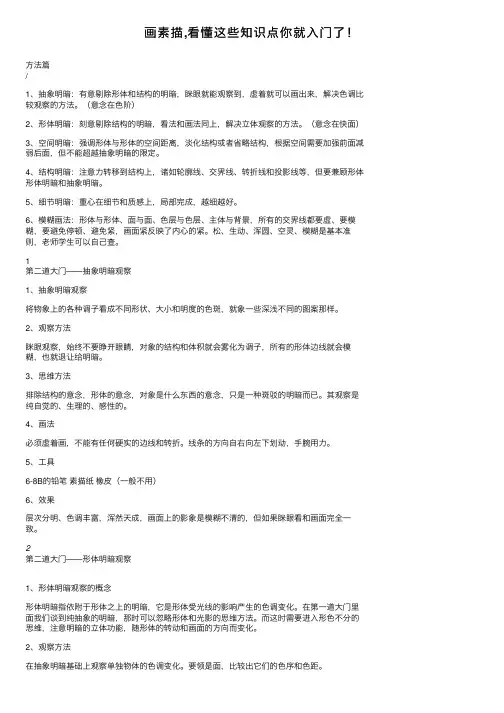 画素描,看懂这些知识点你就入门了！