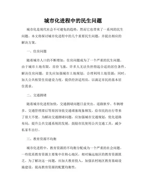 城市化进程中的民生问题