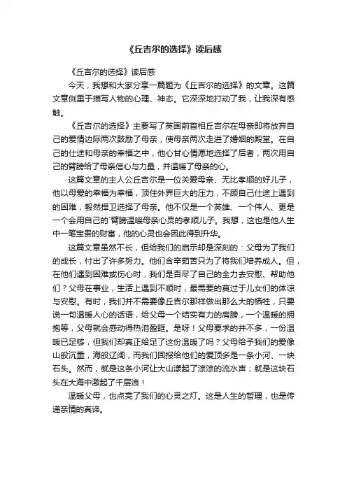 《丘吉尔的选择》读后感