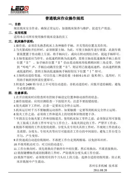 炮塔铣床操作指引
