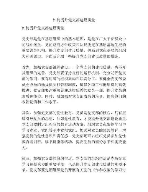 如何提升党支部建设质量