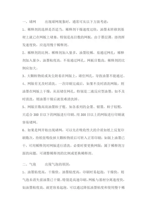 油墨常见的问题