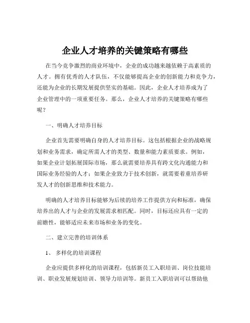 企业人才培养的关键策略有哪些