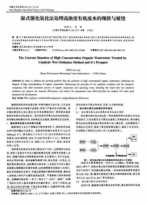 湿式催化氧化法处理高浓度有机废水的现状与展望