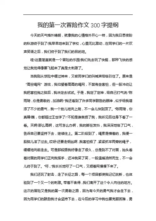我的第一次冒险作文300字提纲