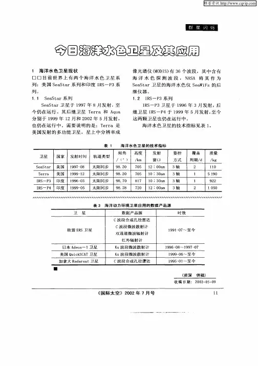 今日海洋水色卫星及其应用