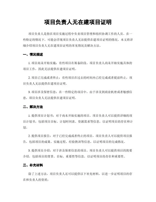 项目负责人无在建项目证明