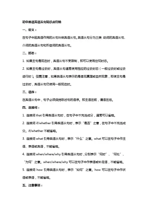 初中英语宾语从句知识点归纳