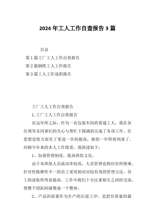 2024年工人工作自查报告3篇