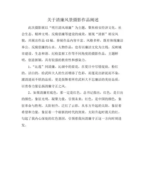 关于清廉风景摄影作品阐述