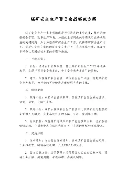 煤矿安全生产百日会战实施方案