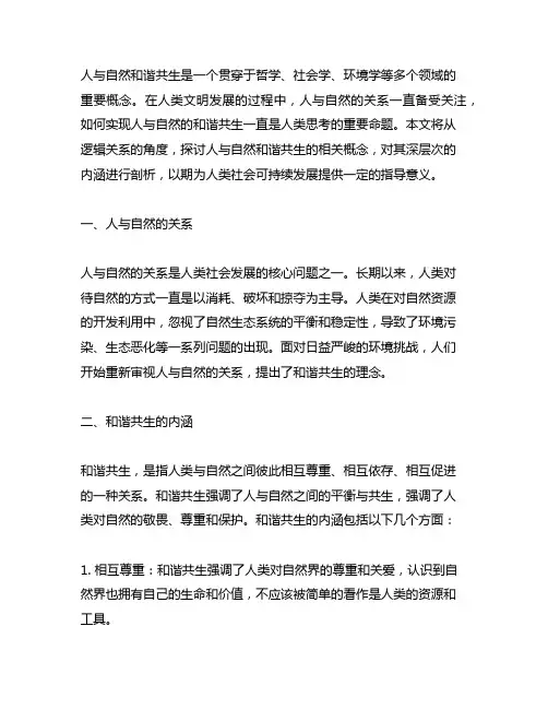 人与自然和谐共生相关概念的逻辑关系