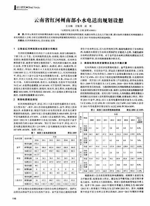 云南省红河州南部小水电送出规划设想