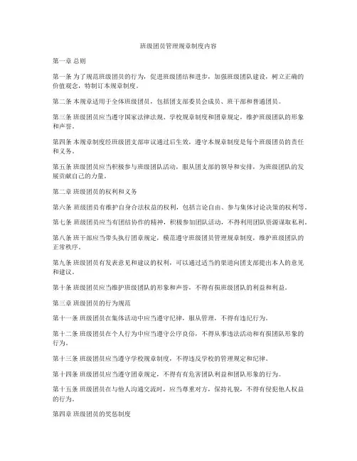 班级团员管理规章制度内容