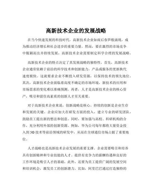 高新技术企业的发展战略