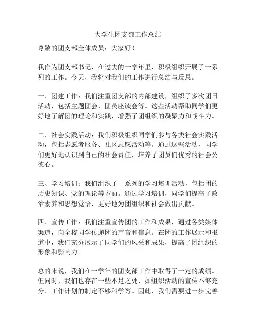 大学生团支部工作总结