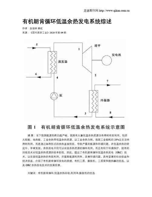 有机朗肯循环低温余热发电系统综述