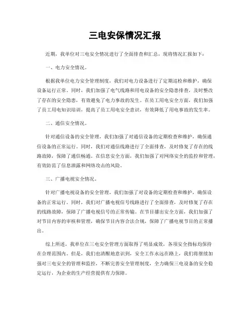 三电安保情况汇报