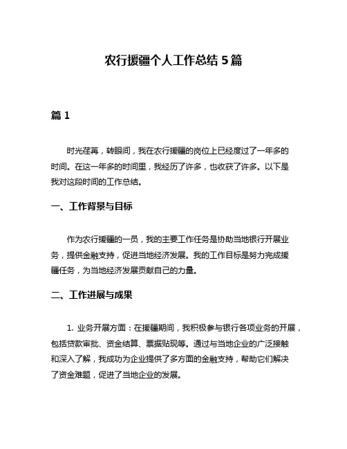 农行援疆个人工作总结5篇