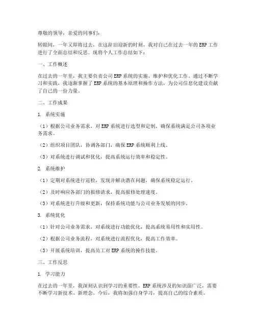 erp年度个人工作总结范文