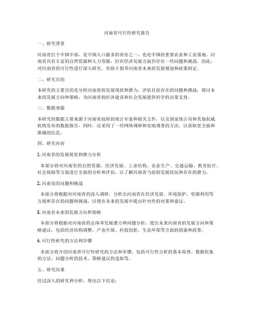 河南省可行性研究报告