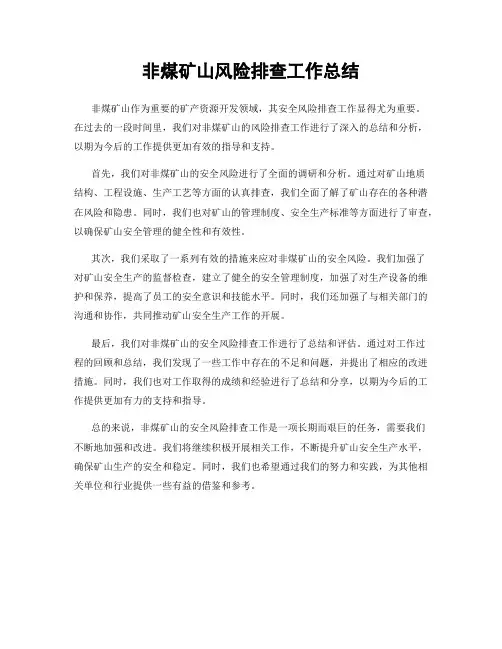 非煤矿山风险排查工作总结